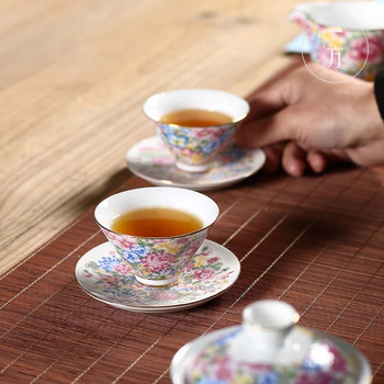 Емайлиран керамичен сервиз за чай в китайски стил Чаша, ръчно рисувана чаша за домакински майстор чаша, съдове и прибори, консумативи, декорация на дома