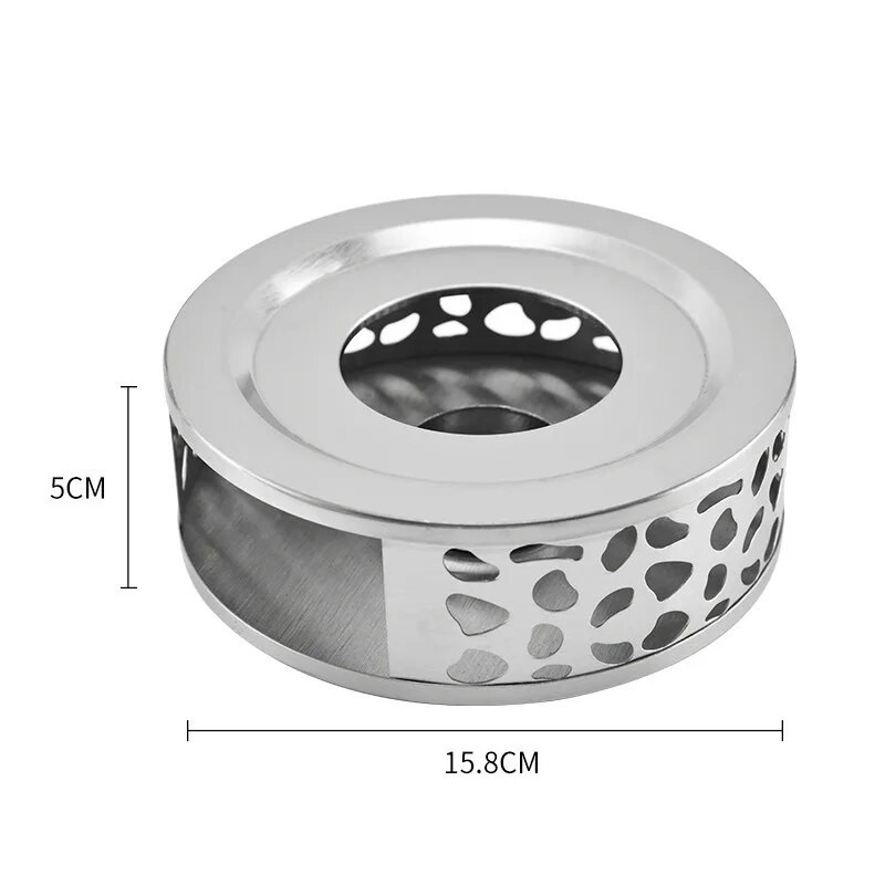 Tuščiaviduris nerūdijančio plieno šildytuvas, buitinis arbatos stovas, žvakių pagrindas, arbatinuko puodeliai, 18,5 cm x 5 cm