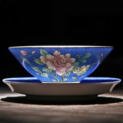 Jingdezhen Ceramics Porcelán, kézzel festett teáscsésze Színes Zománc Virágok Mesterkupa Single Puer Tea csésze teáskészlet teáskészlet