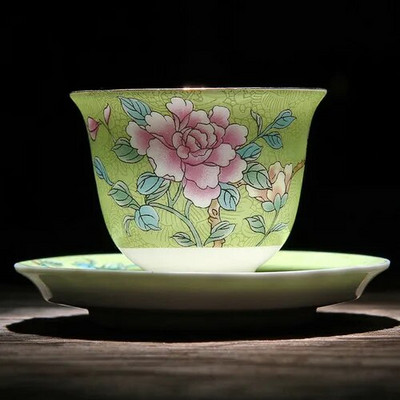 Jingdezhen Ceramics Porcelán, kézzel festett teáscsésze Színes Zománc Virágok Mesterkupa Single Puer Tea csésze teáskészlet teáskészlet