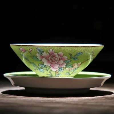 Jingdezhen Ceramics Porcelán, kézzel festett teáscsésze Színes Zománc Virágok Mesterkupa Single Puer Tea csésze teáskészlet teáskészlet