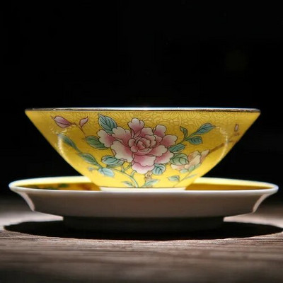 Jingdezhen Ceramics Porcelán, kézzel festett teáscsésze Színes Zománc Virágok Mesterkupa Single Puer Tea csésze teáskészlet teáskészlet