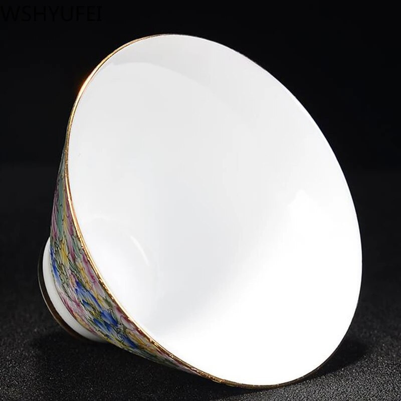 Jingdezhen Ceramics Porcelán, kézzel festett teáscsésze Színes Zománc Virágok Mesterkupa Single Puer Tea csésze teáskészlet teáskészlet