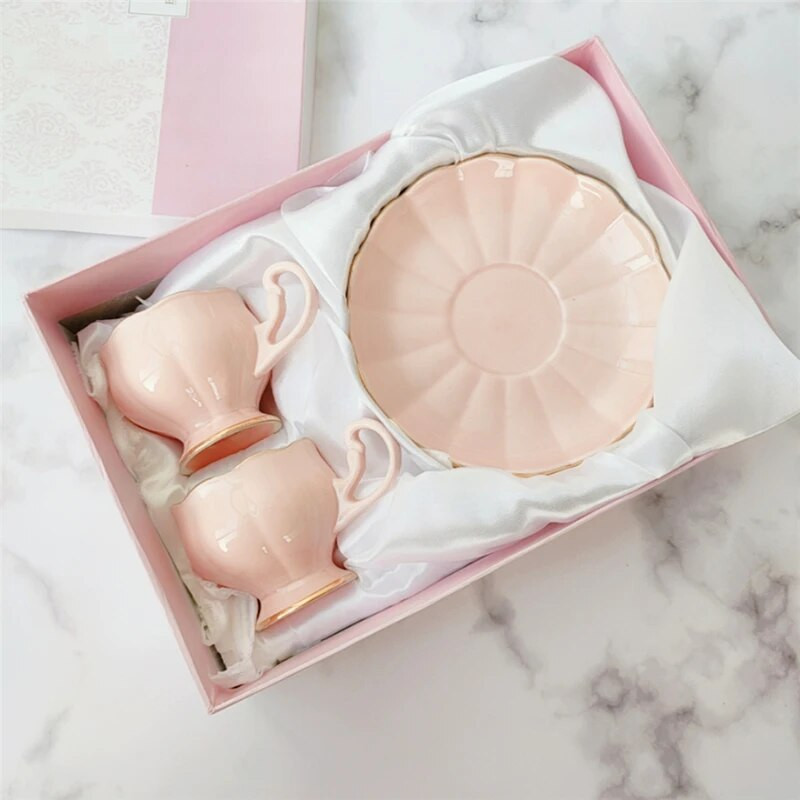 Keramički set šalica i tanjurića za kućnu upotrebu Djevojčice Poslijepodnevni čaj Šalica za kavu Poklon kutija šalica i tanjurić Mali set šalica i tanjurića Slatka šalica