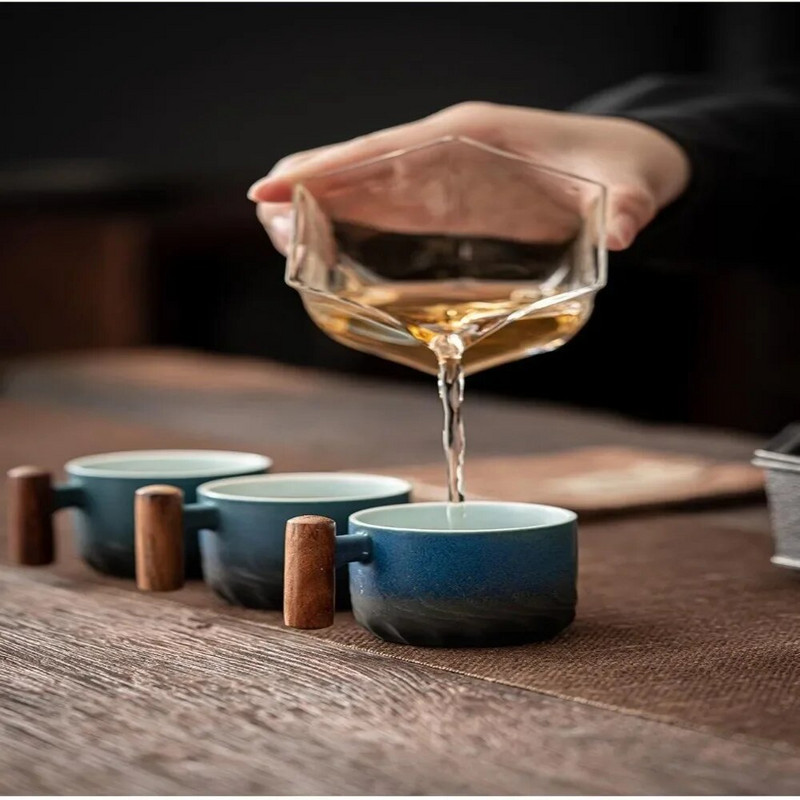 80 ml Keraminis retro kavos puodelis Biuro vandens puodelis Filtruotas arbatos puodelis Medinės rankenos kavos puodelis Rankų darbo arbatos kavos puodelis Gimtadienio dovana