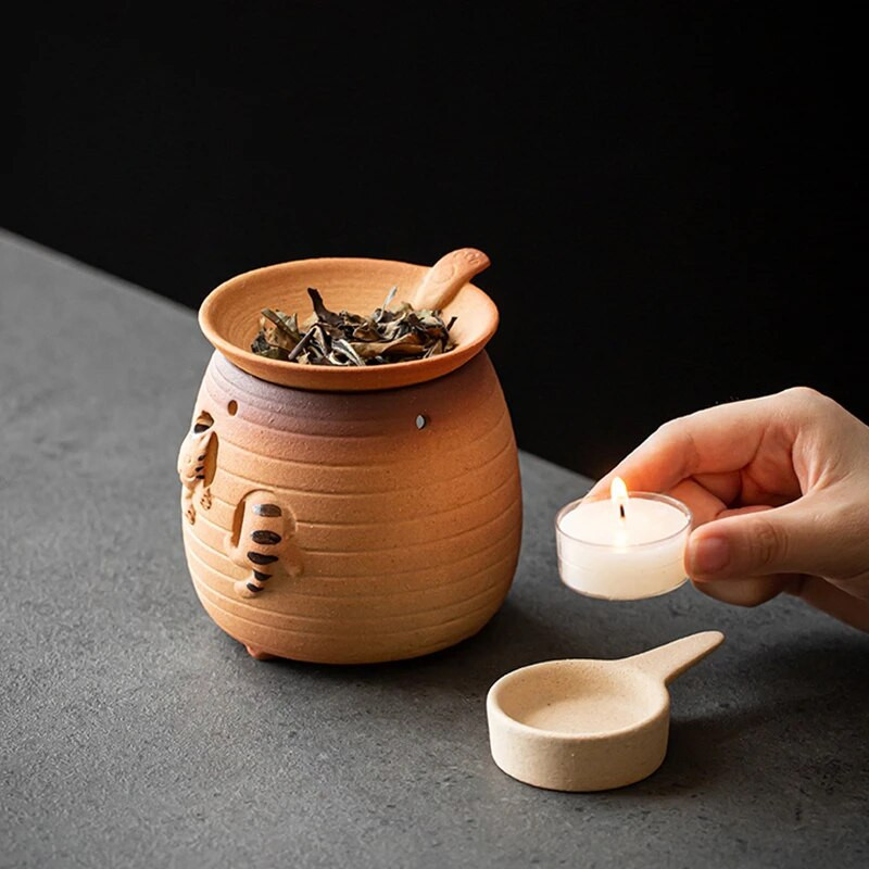 Cica sütés tea tűzhely Kerámia sütő kis háztartási aroma diffúzor gyertya kőedény sült sült narancs szamovár rúd