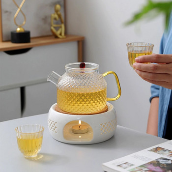 Керамика Подгреватели за чай Подноси Топлоустойчив преносим чайник Нагревател Печка Стабилна вдлъбнатина Перфектни подаръци за горещо мляко Кафе Вода