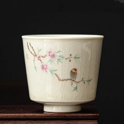 Ретро Ice Crack Керамична чаша за медитация Чаша за медитация Ръчно изработена бутикова купа за чай Китайски порцеланов сервиз за чай Аксесоари Master Tea Cup