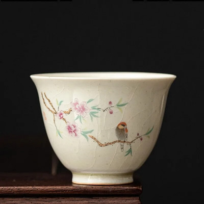 Ретро Ice Crack Керамична чаша за медитация Чаша за медитация Ръчно изработена бутикова купа за чай Китайски порцеланов сервиз за чай Аксесоари Master Tea Cup