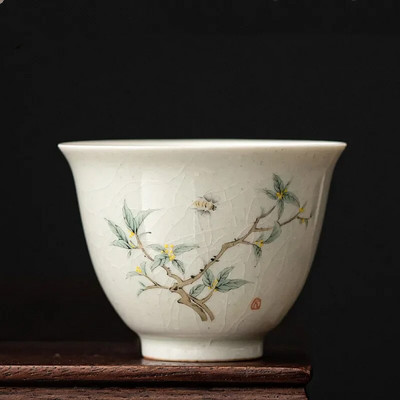 Ретро Ice Crack Керамична чаша за медитация Чаша за медитация Ръчно изработена бутикова купа за чай Китайски порцеланов сервиз за чай Аксесоари Master Tea Cup