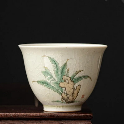 Ретро Ice Crack Керамична чаша за медитация Чаша за медитация Ръчно изработена бутикова купа за чай Китайски порцеланов сервиз за чай Аксесоари Master Tea Cup