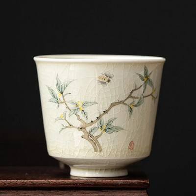 Ретро Ice Crack Керамична чаша за медитация Чаша за медитация Ръчно изработена бутикова купа за чай Китайски порцеланов сервиз за чай Аксесоари Master Tea Cup