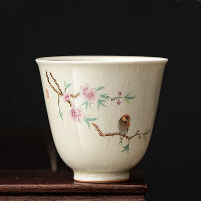 Ретро Ice Crack Керамична чаша за медитация Чаша за медитация Ръчно изработена бутикова купа за чай Китайски порцеланов сервиз за чай Аксесоари Master Tea Cup