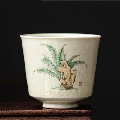 Ретро Ice Crack Керамична чаша за медитация Чаша за медитация Ръчно изработена бутикова купа за чай Китайски порцеланов сервиз за чай Аксесоари Master Tea Cup