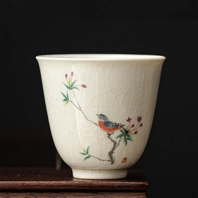 Ретро Ice Crack Керамична чаша за медитация Чаша за медитация Ръчно изработена бутикова купа за чай Китайски порцеланов сервиз за чай Аксесоари Master Tea Cup