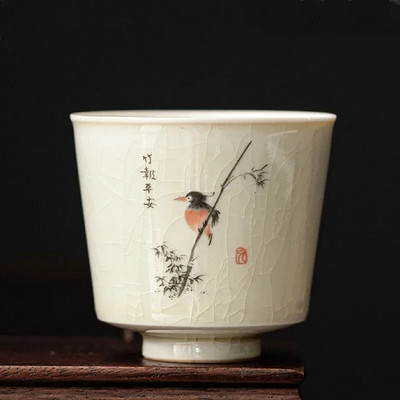 Ретро Ice Crack Керамична чаша за медитация Чаша за медитация Ръчно изработена бутикова купа за чай Китайски порцеланов сервиз за чай Аксесоари Master Tea Cup