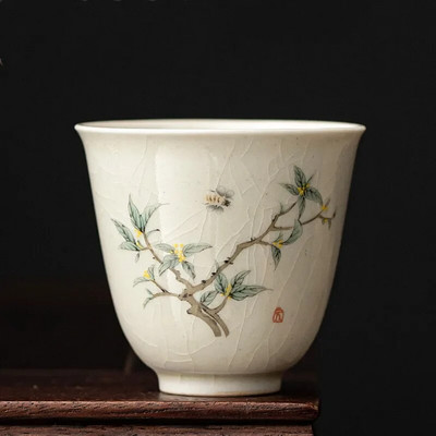 Ретро Ice Crack Керамична чаша за медитация Чаша за медитация Ръчно изработена бутикова купа за чай Китайски порцеланов сервиз за чай Аксесоари Master Tea Cup