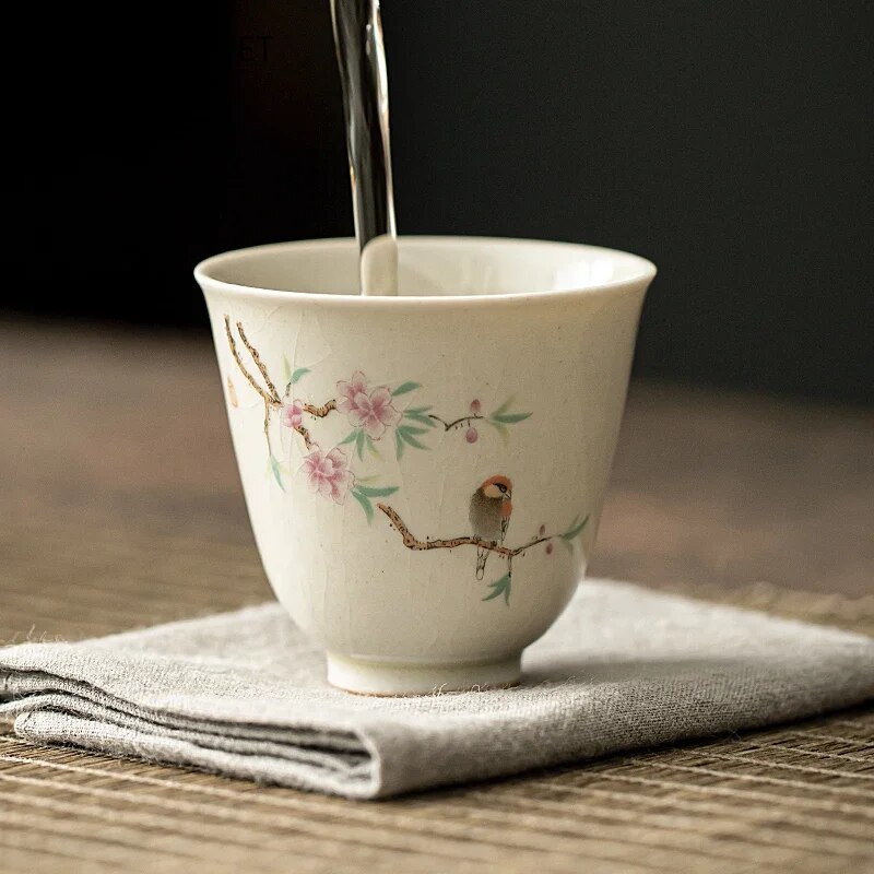 Ретро Ice Crack Керамична чаша за медитация Чаша за медитация Ръчно изработена бутикова купа за чай Китайски порцеланов сервиз за чай Аксесоари Master Tea Cup