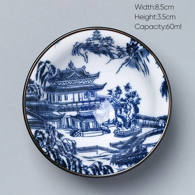 1 kom Retro plavo-bijela keramička kung fu šalica za čaj Porculanska popodnevna šalica za čaj Espresso šalice Keramička šalica za kavu u japanskom stilu