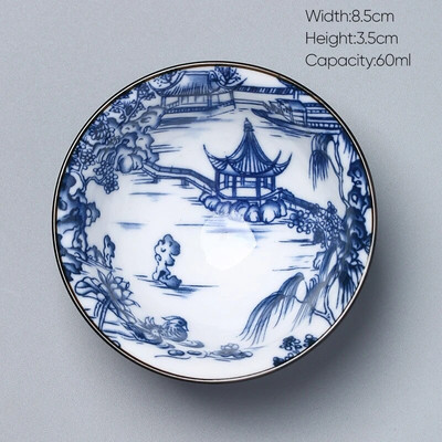 1 kom Retro plavo-bijela keramička kung fu šalica za čaj Porculanska popodnevna šalica za čaj Espresso šalice Keramička šalica za kavu u japanskom stilu