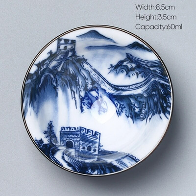1 kom Retro plavo-bijela keramička kung fu šalica za čaj Porculanska popodnevna šalica za čaj Espresso šalice Keramička šalica za kavu u japanskom stilu