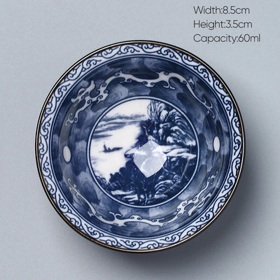 1 kom Retro plavo-bijela keramička kung fu šalica za čaj Porculanska popodnevna šalica za čaj Espresso šalice Keramička šalica za kavu u japanskom stilu