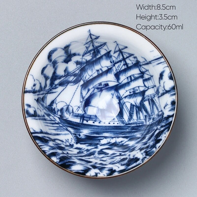 1 kom Retro plavo-bijela keramička kung fu šalica za čaj Porculanska popodnevna šalica za čaj Espresso šalice Keramička šalica za kavu u japanskom stilu