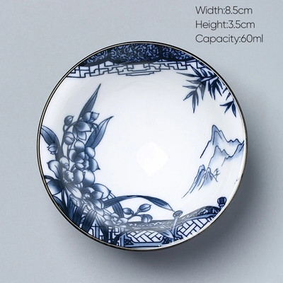 1 kom Retro plavo-bijela keramička kung fu šalica za čaj Porculanska popodnevna šalica za čaj Espresso šalice Keramička šalica za kavu u japanskom stilu