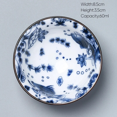 1 kom Retro plavo-bijela keramička kung fu šalica za čaj Porculanska popodnevna šalica za čaj Espresso šalice Keramička šalica za kavu u japanskom stilu