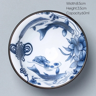 1 kom Retro plavo-bijela keramička kung fu šalica za čaj Porculanska popodnevna šalica za čaj Espresso šalice Keramička šalica za kavu u japanskom stilu