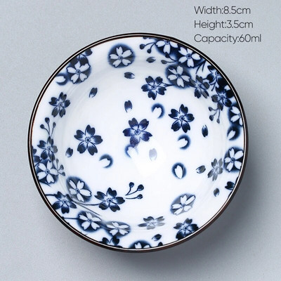 1 kom Retro plavo-bijela keramička kung fu šalica za čaj Porculanska popodnevna šalica za čaj Espresso šalice Keramička šalica za kavu u japanskom stilu