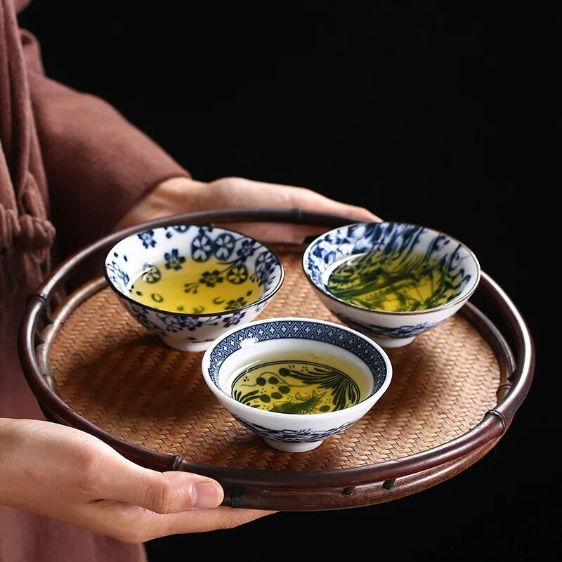 1 kom Retro plavo-bijela keramička kung fu šalica za čaj Porculanska popodnevna šalica za čaj Espresso šalice Keramička šalica za kavu u japanskom stilu