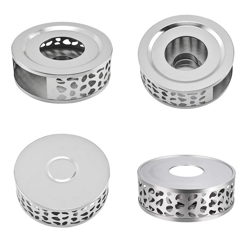 Grijaća baza za čajnik od nehrđajućeg čelika s držačem za čajnu svijeću za zagrijavanje kave i mlijeka (svijeća nije uključena)