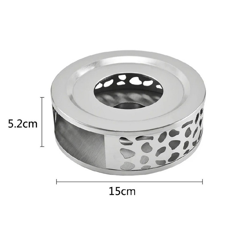 Grijaća baza za čajnik od nehrđajućeg čelika s držačem za čajnu svijeću za zagrijavanje kave i mlijeka (svijeća nije uključena)