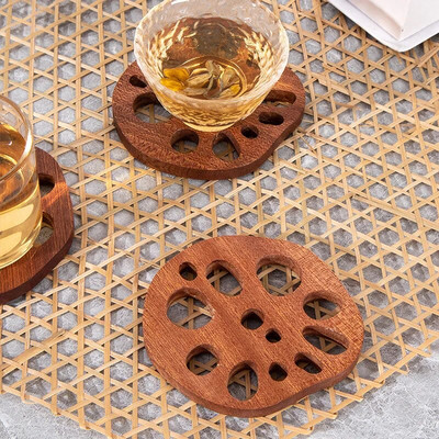 Σουπλά από Ebony Sandalwood Creative Lotus Root Slice Coaster Insulation Pad Kung Fu Tea Soaster Home Κουζίνα Σουπλά 1 ΤΕΜ