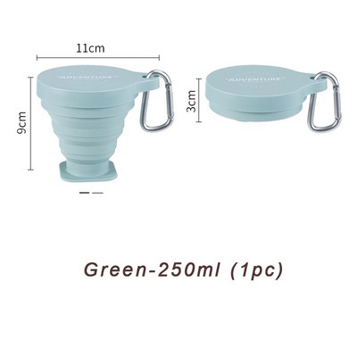 SHIMOYAMA 250 ML silikonska preklopna čaša Posuđe za kampiranje za sklopivu čašu na uvlačenje, šalica za piće na otvorenom s privjeskom za ključeve