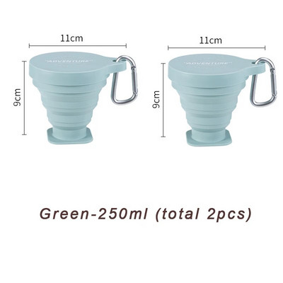 SHIMOYAMA 250 ML silikonska preklopna čaša Posuđe za kampiranje za sklopivu čašu na uvlačenje, šalica za piće na otvorenom s privjeskom za ključeve