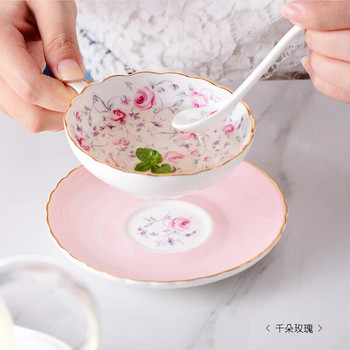 Дизайн на цветя в европейски стил 150 ml Сервиз за кафе Сервиз за чай Пном Пен Керамична чаша за кафе и чинийка за време за чай Костен Китай