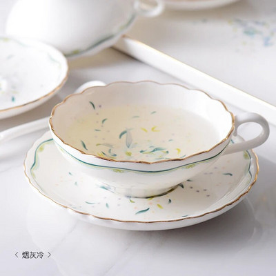 Cvjetni dizajn u europskom stilu Set za kavu od 150 ml Servis za čaj Phnom Penh Keramička šalica za kavu i tanjurić za vrijeme čaja Bone China