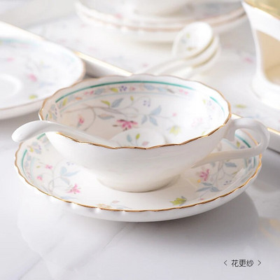Cvjetni dizajn u europskom stilu Set za kavu od 150 ml Servis za čaj Phnom Penh Keramička šalica za kavu i tanjurić za vrijeme čaja Bone China