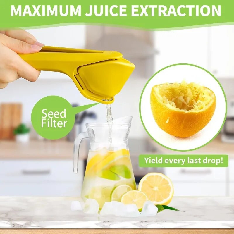 Max Juice Extraction Lemon Lime Squeezer EasytoUse Flat Lemon Squeezer s polugom za cijeđenje s ugrađenim cjedilom Žuta