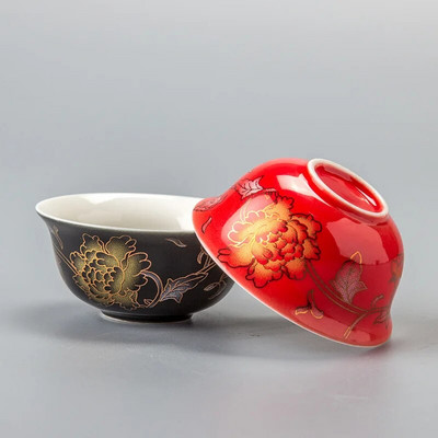 Ceașă de ceai cu dragon de aur tradițional chinezesc de înaltă calitate, 1 buc, set de căni Puer din ceramică roșie, cuptor din ceramică porțelan de calitate superioară