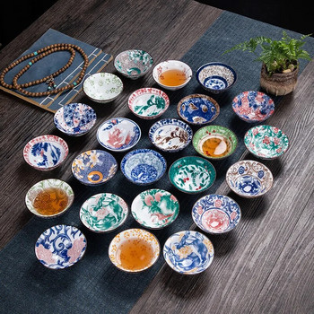 90 ml 1 бр. Сини и бели порцеланови чаши за чай Керамична чаша за кафе Чаши за еспресо Японска ръчно рисувана чаша за чай Керамика Kung Fu Tea