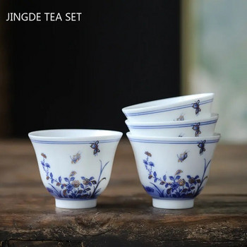 60 мл Китайска емайлирана цветна чаша за чай Керамична мастър чаша Висококачествен домакински сервиз за чай в дворцов стил Преносима малка купа за чай