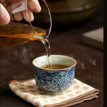 2 бр./лот Пълни цветя Керамична отваряща се китайска чаша Антична керамика Красиви чаши Комплект чаши за чай Чаши за чай за чайна церемония