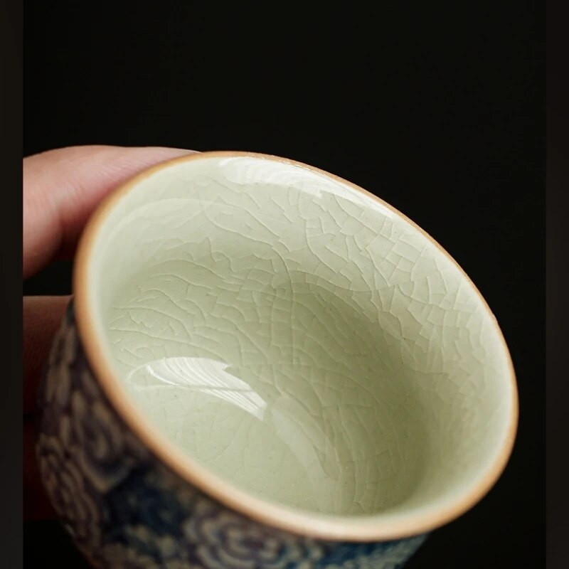 2 бр./лот Пълни цветя Керамична отваряща се китайска чаша Антична керамика Красиви чаши Комплект чаши за чай Чаши за чай за чайна церемония