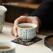 1 бр Jingdezhen, ръчно изработена керамична чаша за чай, ръчно рисувано сърце, сутра, купа за чай, чаша за медитация при пътуване, китайски порцеланов сервиз за чай