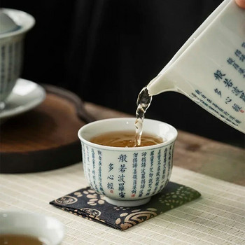 1 τεμ. Jingdezhen χειροποίητο κεραμικό φλιτζάνι τσαγιού ζωγραφισμένο στο χέρι Heart Sutra Tea Bowl Κύπελλο διαλογισμού ταξιδιού από κινέζικη πορσελάνη σετ τσαγιού