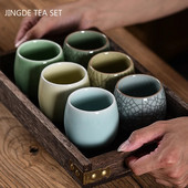 Напукана с лед керамична чаша за чай, ръчно изработена бутикова порцеланова чаша за чай, домакинска лична купа за чай Master Cup Чаен сервиз Консумативи