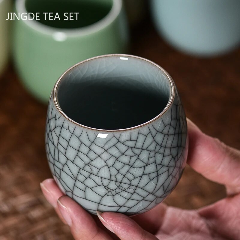 Напукана с лед керамична чаша за чай, ръчно изработена бутикова порцеланова чаша за чай, домакинска лична купа за чай Master Cup Чаен сервиз Консумативи